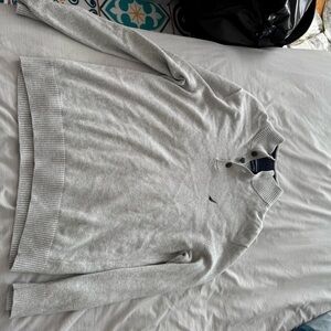 Nautica Light Gray Quarter-Zip Sweater